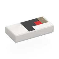 Visuel indicatif Rebrickable de Tuile 1 x 2 avec motif imprimé Rouge/Noir/beige Noir (Tile 1 x 2 with Pixelated Red/Black/Dark Tan Eye Print)
