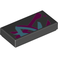 Visuel indicatif Rebrickable de Tuile 1 x 2 avec des taches violet foncé/bleu moyen/Graffiti (Tile 1 x 2 with Dark Purple/Medium Blue Spots/Graffiti)