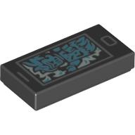 Visuel indicatif Rebrickable de Carreau 1 x 2 avec téléphone intelligent et motif imprimé fantôme azur moyen (Tile 1 x 2 with Smart Phone and Medium Azure Ghost Print)
