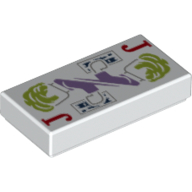 Visuel indicatif Rebrickable de Tuile 1 x 2 avec Joker carte à jouer motif imprimé (Tile 1 x 2 with Joker Playing Card Print)