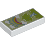 Visuel indicatif Rebrickable de Tuile 1 x 2 avec arbre, arc-en-ciel et motif imprimé 'HAPPY' (Tile 1 x 2 with Tree, Rainbow, and 'HAPPY' Print)