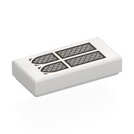 Visuel indicatif Rebrickable de Tuile 1 x 2 avec 2 fenêtres argentées motif imprimé (Tile 1 x 2 with 2 Silver Arched Windows Print)