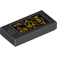 Visuel indicatif Rebrickable de Tuile 1 x 2 avec téléphone intelligent et cible sur motif imprimé fantôme jaune (Tile 1 x 2 with Smart Phone and Target Over Yellow Ghost Print)