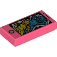 Visuel indicatif Rebrickable de Carreau 1 x 2 avec téléphone intelligent et jaune et sombre fantômes motif imprimé (Tile 1 x 2 with Smart Phone and Yellow and Dark Azure Ghosts Print)