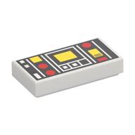 Visuel indicatif Rebrickable de Tuile 1 x 2 avec motif imprimé panneau de contrôle rouge et jaune (réédition) (Tile 1 x 2 with Red and Yellow Control Panel Print (Reissue))