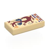 Visuel indicatif Rebrickable de Tuile 1 x 2 avec Dragon Rouge Foncé, Ailes Bleu Foncé, Flammes Orange, Motif imprimé Décorations (Tile 1 x 2 with Dark Red Dragon, Dark Blue Wings, Orange Flames, Decorations Print)