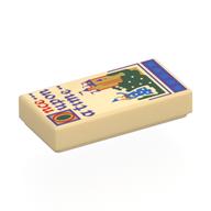 Visuel indicatif Rebrickable de Tuile 1 x 2 avec motif imprimé Château, princesse, rouge/violet foncé 'Once upon a time' (Tile 1 x 2 with Castle, Princess, Red/Dark Purple 'Once upon a time' Print)