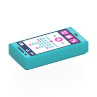 Visuel indicatif Rebrickable de Tuile 1 x 2 avec téléphone intelligent, téléphone, bulle de parole, note, bouton de lecture, force du signal et motif imprimé au niveau de la batterie (Tile 1 x 2 with Smart Phone, Phone, Speech Bubble, Note, Play Button, Signal Strength and Battery Level Print)