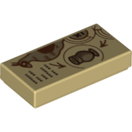 Visuel indicatif Rebrickable de Tuile 1 x 2 avec Oiseau, Recette motif imprimé (Tile 1 x 2 with Bird, Recipe Print)