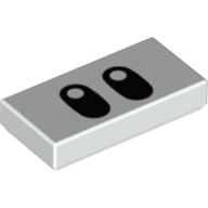 Tuile 1 x 2 avec yeux noirs ovales imprimé (Tile 1 x 2 with Oval Black Eyes Print)