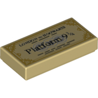 Visuel indicatif Rebrickable de Tuile 1 x 2 avec billet de train, imprimé 'Platform 9 3/4' (Tile 1 x 2 with Train Ticket, 'Platform 9 3/4' Print)