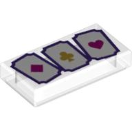 Visuel indicatif Rebrickable de Tuile 1 x 2 avec 3 cartes à jouer imprimées (Tile 1 x 2 with 3 Playing Card Print)