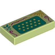 Visuel indicatif Rebrickable de Tuile 1 x 2 avec motif imprimé clavier accordéon turquoise foncé (Tile 1 x 2 with Dark Turquoise Accordion Keyboard Print)