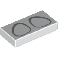 Tuile 1 x 2 avec motif imprimé yeux gris clair (Tile 1 x 2 with Light Bluish Grey Eyes Print)