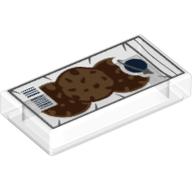 Visuel indicatif Rebrickable de Tuile 1 x 2 avec logo espace classique, motifs imprimés biscuits (Tile 1 x 2 with Classic Space Logo, Cookies Print)
