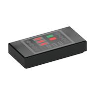 Visuel indicatif Rebrickable de Tuile 1 x 2 avec panneau de contrôle, motif imprimé Boutons rouge et vert (Tile 1 x 2 with Control Panel, Red and Green Buttons Print)