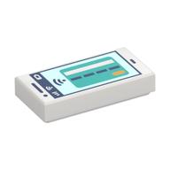 Visuel indicatif Rebrickable de Tuile 1 x 2 avec téléphone intelligent, motif imprimé rue turquoise foncé (Tile 1 x 2 with Smart Phone, Dark Turquoise Street Print)