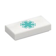 Visuel indicatif Rebrickable de Tuile 1 x 2 avec motif imprimé étoile de la vie turquoise foncé (Tile 1 x 2 with Dark Turquoise Star of Life Print)