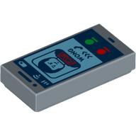 Visuel indicatif Rebrickable de Carreau 1 x 2 avec téléphone intelligent, 'WONG' appelant motif imprimé (Tile 1 x 2 with Smart Phone, 'WONG' Calling Print)