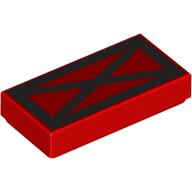 Visuel indicatif Rebrickable de Tuile 1 x 2 avec carré noir, motif imprimé croix (Tile 1 x 2 with Black Square, Cross Print)