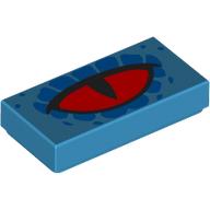 Visuel indicatif Rebrickable de Tuile 1 x 2 avec rouge œil, motif imprimé Marquages bleus (Tile 1 x 2 with Red Eye, Blue Markings Print)