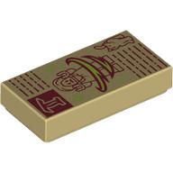 Visuel indicatif Rebrickable de Tuile 1 x 2 avec motif imprimé de page de livre de sorts rouge foncé (Tile 1 x 2 with Dark Red Spell Book Page Print)