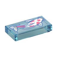 Visuel indicatif Rebrickable de Tuile 1 x 2 avec poisson blanc (koi) motif imprimé (Tile 1 x 2 with White Fish (Koi) Print)