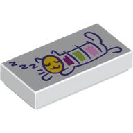 Visuel indicatif Rebrickable de Tuile 1 x 2 avec dessin de chat endormi motif imprimé (Tile 1 x 2 with Drawing of Sleeping Cat Print)