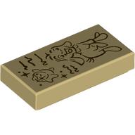 Visuel indicatif Rebrickable de Tuile 1 x 2 avec dessin de chèvre, motif imprimé étoile (Tile 1 x 2 with Drawing of Goat, Star Print)