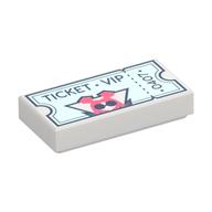 Visuel indicatif Rebrickable de Tuile 1 x 2 avec billet vert d’eau clair, motif imprimé bleu foncé 'VIP TICKET 4070' (Tile 1 x 2 with Light Aqua Ticket, Dark Blue 'VIP TICKET 4070' Print)