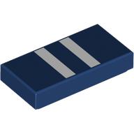 Visuel indicatif Rebrickable de Tuile 1 x 2 avec 2 bandes blanches motif imprimé (Tile 1 x 2 with 2 White Stripes Print)