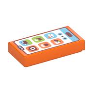 Visuel indicatif Rebrickable de Carreau 1 x 2 avec téléphone intelligent, icônes motif imprimé (Tile 1 x 2 with Smart Phone, Icons Print)