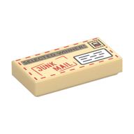 Visuel indicatif Rebrickable de Tuile 1 x 2 avec lettre, 'SELECTED WINNER!', timbre rouge 'JUNK MAIL', motif imprimé adresse (Tile 1 x 2 with Letter, 'SELECTED WINNER!', Red 'JUNK MAIL' stamp, Address Print)