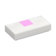 Visuel indicatif Rebrickable de Tuile 1 x 2 avec motif imprimé carré rose vif (Tile 1 x 2 with Bright Pink Square Print)
