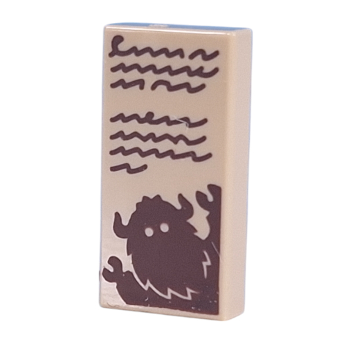 Visuel indicatif Rebrickable de Tuile 1 x 2 avec des rayures marron foncé, motif imprimé Bogeyman (Tile 1 x 2 with Dark Brown Scribbles, Bogeyman Print)