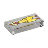 Visuel indicatif Rebrickable de Tuile 1 x 2 avec motif imprimé de poulet en caoutchouc jaune (Tile 1 x 2 with Yellow Rubber Chicken Print)