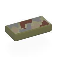 Visuel indicatif Rebrickable de Tuile 1 x 2 avec motif imprimé camouflage bleu sable/brun foncé/marron rouge (Tile 1 x 2 with Sand Blue/Dark Tan/Reddish Brown Camouflage Print)