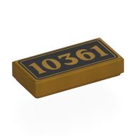 Visuel indicatif Rebrickable de Tuile 1 x 2 avec or '10361' sur fond noir imprimé (Tile 1 x 2 with Gold '10361' on Black Background Print)
