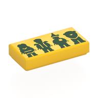 Visuel indicatif Rebrickable de Tuile 1 x 2 avec des silhouettes vert foncé de Dorothy, épouvantail, homme en étain, motif imprimé lion (Tile 1 x 2 with Dark Green Silhouettes of Dorothy, Scarecrow, Tin Man, Lion Print)
