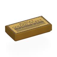Visuel indicatif Rebrickable de Tuile 1 x 2 avec motif imprimé 'WONKA's GOLDEN TICKET' (Tile 1 x 2 with 'WONKA's GOLDEN TICKET' Print)