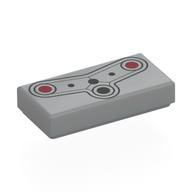 Visuel indicatif Rebrickable de Tuile 1 x 2 avec le visage de drone, les capteurs de couleur rouges, modèle imprimé noir de capteur de distance (Tile 1 x 2 with Drone Face, Red Color Sensors, Black Distance Sensor Print)