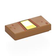 Visuel indicatif Rebrickable de Carreau 1 x 2 avec bloc blanc/brillant œil orange clair, nougat points motif imprimé (Tile 1 x 2 with Blocky White/Bright Light Orange Eye, Nougat Dots Print)