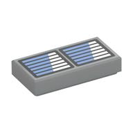 Visuel indicatif Rebrickable de Tuile 1 x 2 avec grille noire, motif imprimé brillant bleu/blanc moyen (Tile 1 x 2 with Black Grill, Medium Blue/White Shine Print)