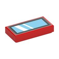 Visuel indicatif Rebrickable de Tuile 1 x 2 avec vitres/miroir bleu clair vif, motif imprimé bord argenté/noir (Tile 1 x 2 with Bright Light Blue Windows/Mirror, Silver/Black Border Print)