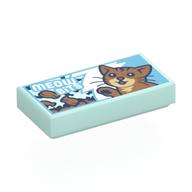 Visuel indicatif Rebrickable de Tuile 1 x 2 avec boîte de nourriture pour chat, chat, motif imprimé blanc 'MEOW BITS' (Tile 1 x 2 with Cat Food Box, Cat, White 'MEOW BITS' Print)