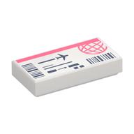 Visuel indicatif Rebrickable de Tuile 1 x 2 avec motif imprimé de billets d'avion corail et bleu foncé (Tile 1 x 2 with Coral and Dark Blue Plane Ticket Print)