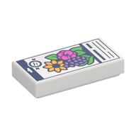 Visuel indicatif Rebrickable de Tuile 1 x 2 avec Bouquet de Fleurs, Motif imprimé texte (Tile 1 x 2 with Flower Bouquet, Text Print)