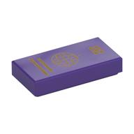 Visuel indicatif Rebrickable de Carreau 1 x 2 avec passeport or, globe motif imprimé (Tile 1 x 2 with Gold Passport, Globe Print)