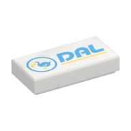 Visuel indicatif Rebrickable de Tuile 1 x 2 avec motif imprimé moyen azur 'DAL' (Tile 1 x 2 with Medium Azure 'DAL' Print)