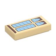 Visuel indicatif Rebrickable de Tuile 1 x 2 avec motif imprimé de hautes fenêtres cintrées (Tile 1 x 2 with High Arched Windows Print)